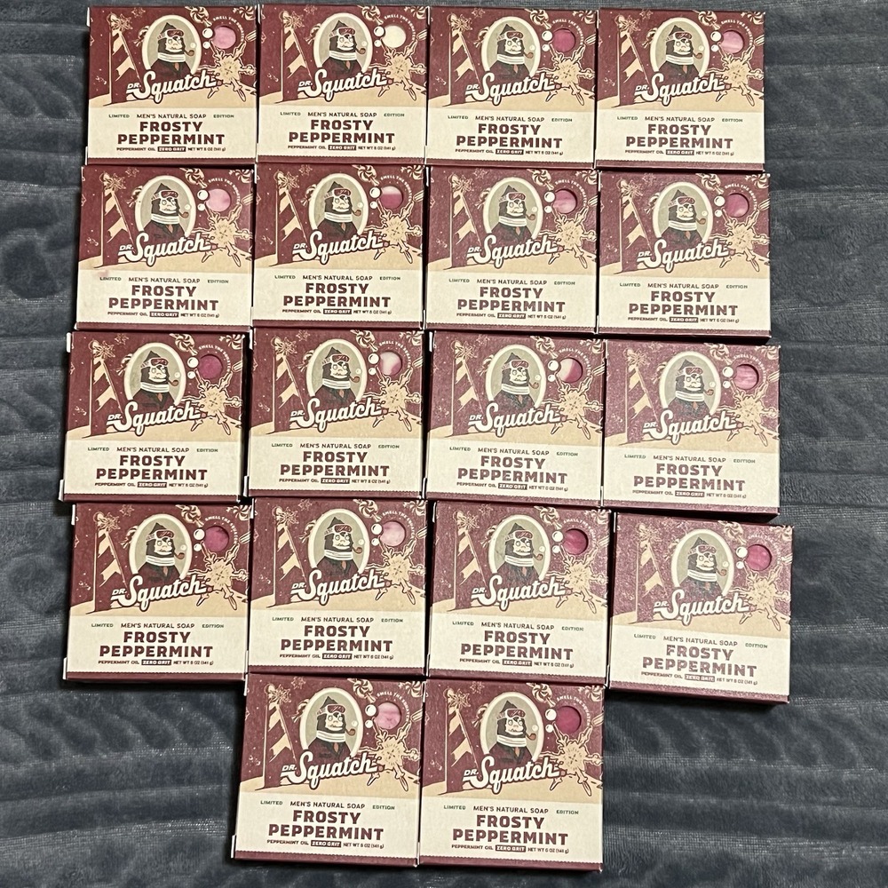 LOT OF 18 Dr. Squatch Limited Edition Frosty Peppermint Bars of Soap -GREAT DEAL